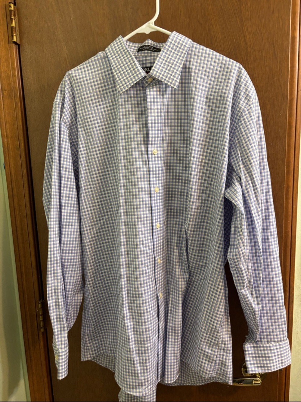 Kirkland Signature Blue and White Small Check Dress Shirt